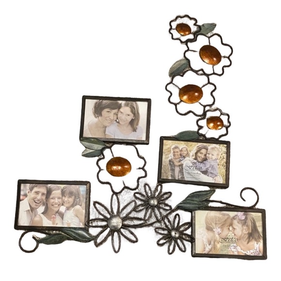 Fetco Jardana Decorative Floral Photo Frame with Orange and Silver Accents. - Picture 1 of 13